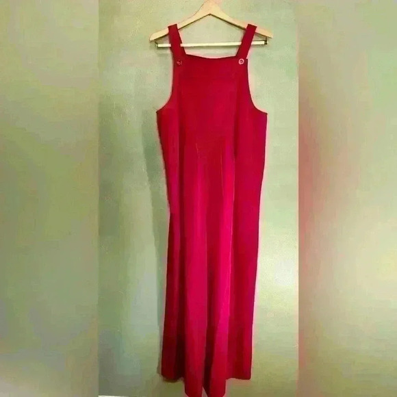 NWOT Button Overall Romper with Pockets, Red, Size Large - Picture 1 of 7